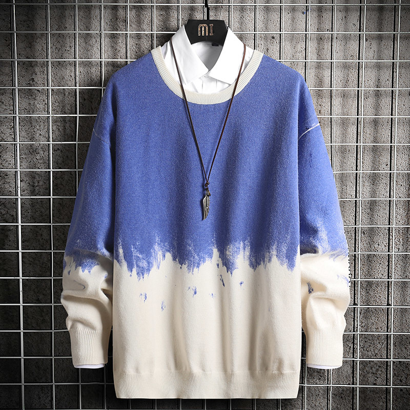 SingleRoad Oversized Mens Knitted Sweater Men Gradient Sweaters Jumper Pullover Hip Hop Harajuku Casual Blue Sweater Men 201022