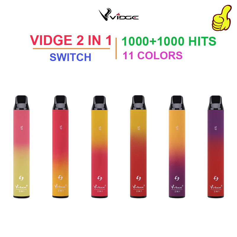 Wholesale Electronic Cigarette Vidge 2 IN 1 Disposable Vape Pen With 2000 Puffs Vaporizer Internal 950mAh Lithium Battery And 1.4ohm Coil Vs
Wholesale Electronic Cigarette Vidge 2 IN 1 Disposable Vape Pen With 2000 Puffs Vaporizer Internal 950mAh Lithium Battery And 1.4ohm Coil Vs