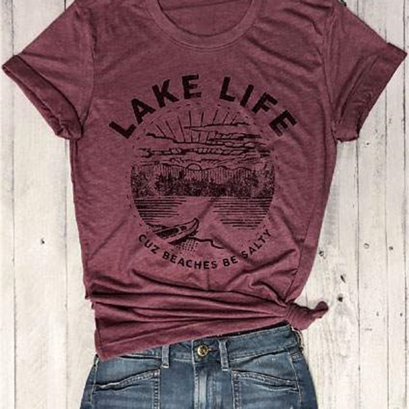 New Women Short Sleeve Lake Life Cuz Beaches Be Salty Print O-Neck T-Shirt Female Casual t shirt Ladies Tops Tee Y200109, Beige
New Women Short Sleeve Lake Life Cuz Beaches Be Salty Print O-Neck T-Shirt Female Casual t shirt Ladies Tops Tee Y200109, Beige