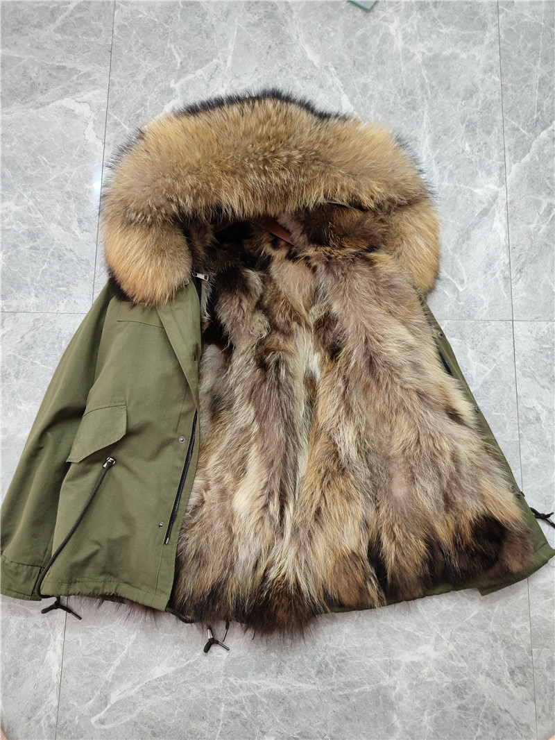 Parka Men Winter Jacket Hooded Nature Raccoon Lining Jackets Man Real Fur Coat 201027