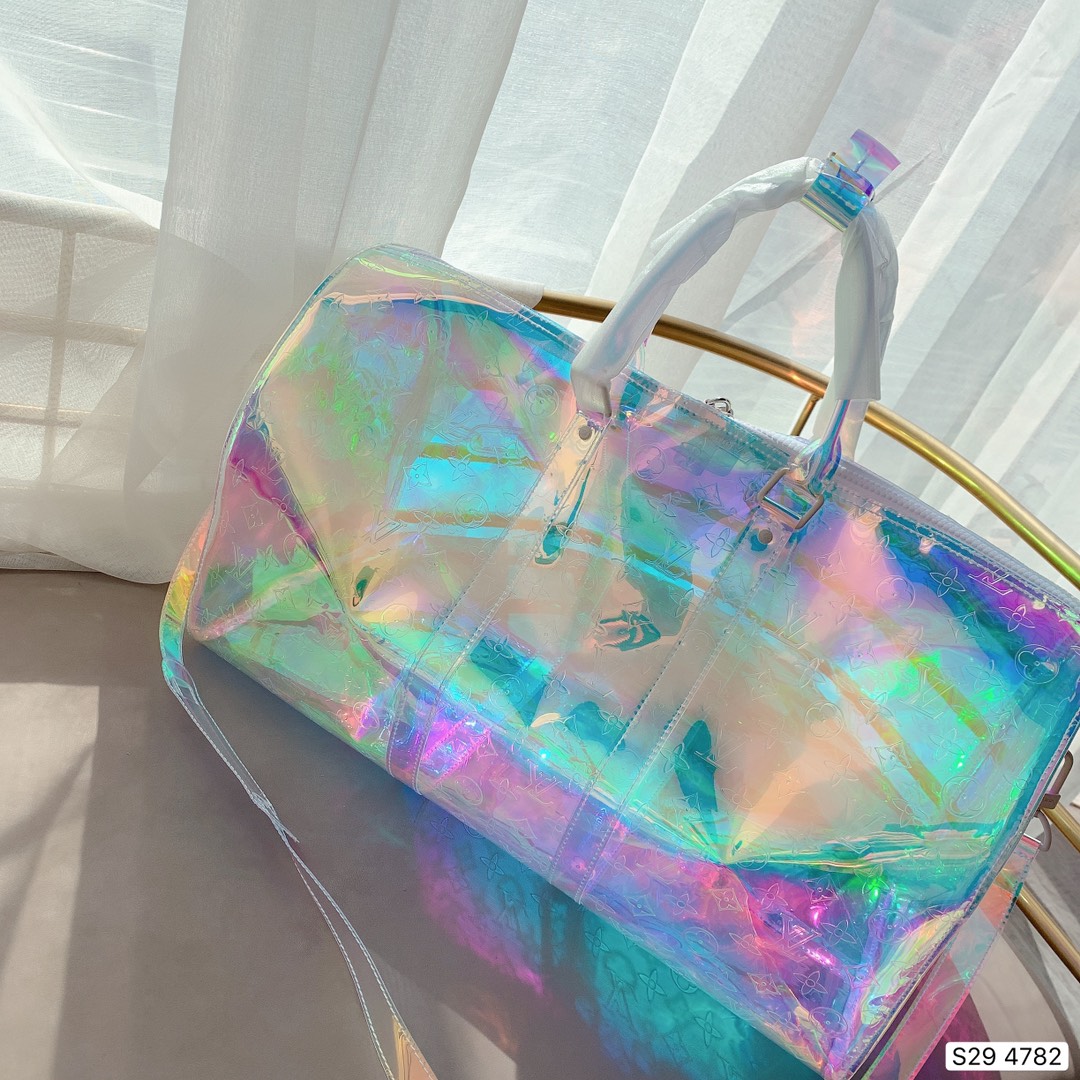 PVC transparent 50CM Men's designer outdoor luxury travel bag high quality Sport women Duffel Bags popular style Luggage bags Strapless
PVC transparent 50CM Men's designer outdoor luxury travel bag high quality Sport women Duffel Bags popular style Luggage bags Strapless