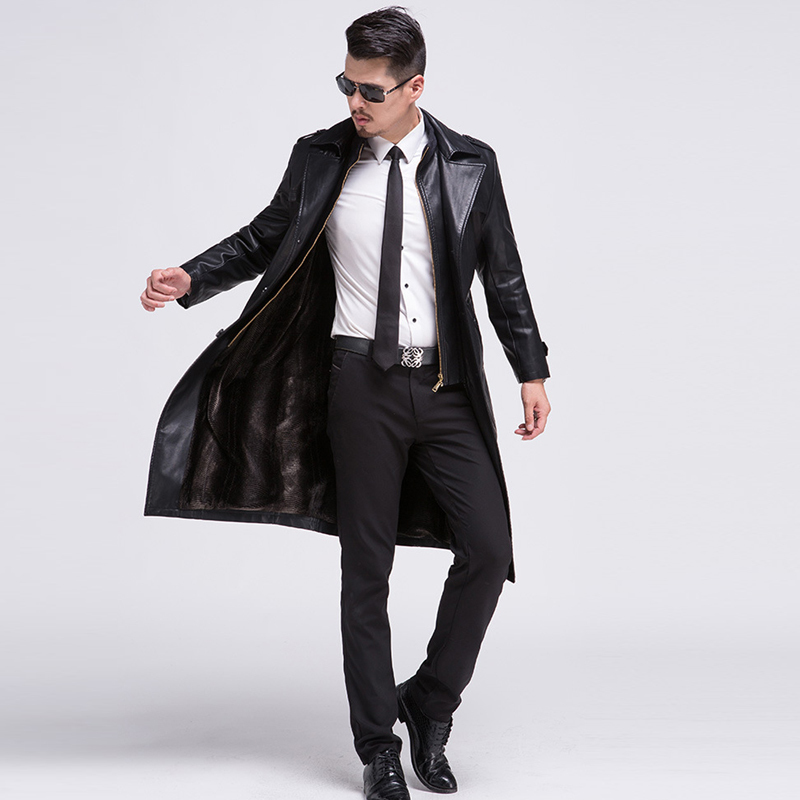 Real Leather Sheepskin Mens Leather Jacket Coats Windbreaker Plus Size 5XL European Russia Male Genuine Leather Trench Coat A589 201127