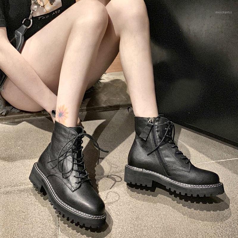 Fall Winter New Full Genuine Leather Motorcycle Ankle Boots Round Toe Thick Heel Cowhide Black Women Shoes Lace-Up increase 8cm1
Fall Winter New Full Genuine Leather Motorcycle Ankle Boots Round Toe Thick Heel Cowhide Black Women Shoes Lace-Up increase 8cm1
