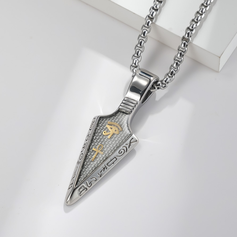 Cool Eye of Horus Anka Spearhead Pendant Stainless Steel Necklaces Jewelry for Gift