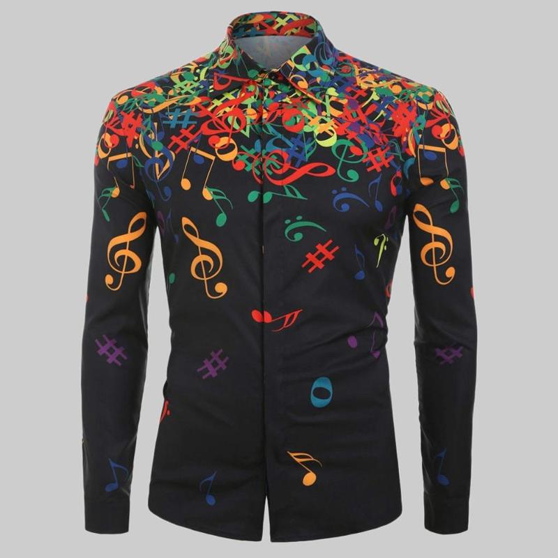 Novelty Blouse 2020 Men Casual Musical Note Pattern Casual Long Sleeves Artistic Shirt Top Dropshipping Camisa de los hombres, Black 
Novelty Blouse 2020 Men Casual Musical Note Pattern Casual Long Sleeves Artistic Shirt Top Dropshipping Camisa de los hombres, Black