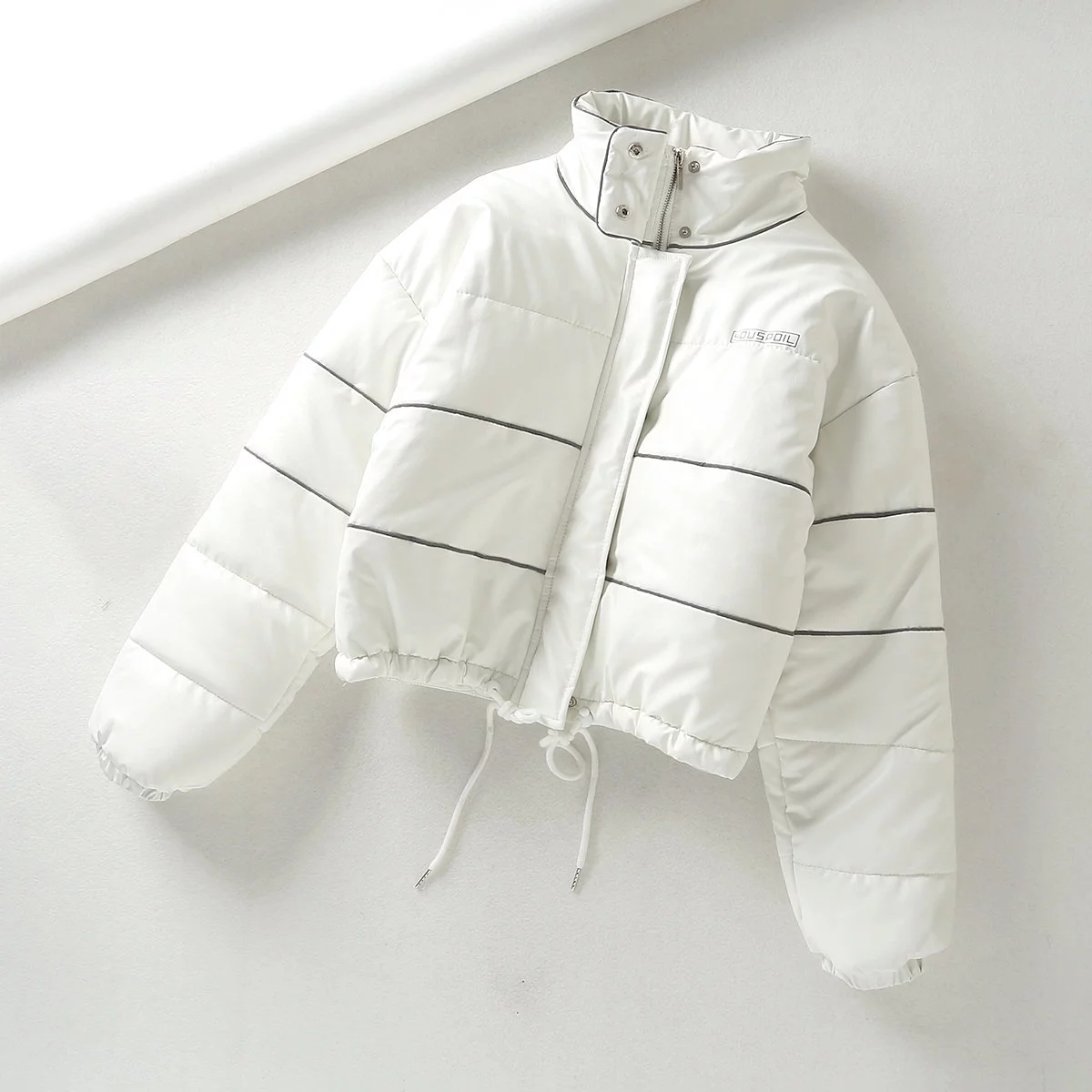 Winter jacket women bomber jacket black white stripe Reflective parka Korean fashion thick parka coat women Winter clothes 201019