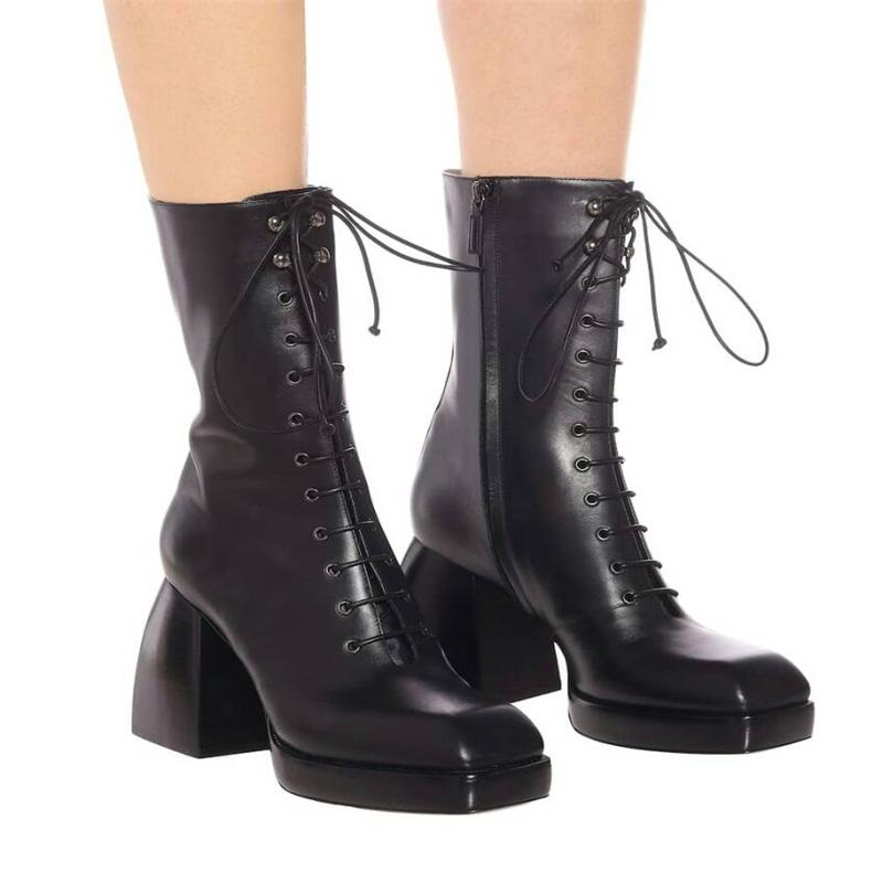 Fashion Design Women Full Genuine Leather Ankle Boots Zipper&Lace-Up Square Toe Super High Thick HeelPlus Size 34-43, Black
Fashion Design Women Full Genuine Leather Ankle Boots Zipper&Lace-Up Square Toe Super High Thick HeelPlus Size 34-43, Black