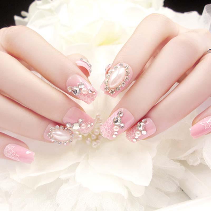 Pink Color Flower Printing Artificial Nails Girls Simulation Pearl Finish Fake Nail Bride Fashion Shining Rhinestone False Nails, As show
Pink Color Flower Printing Artificial Nails Girls Simulation Pearl Finish Fake Nail Bride Fashion Shining Rhinestone False Nails, As show