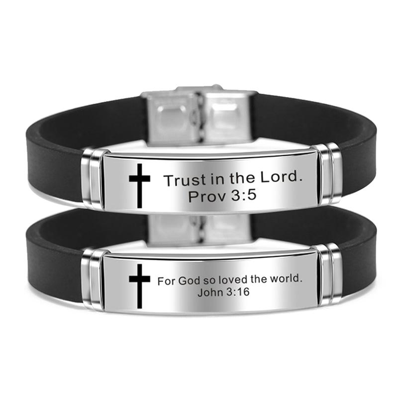 Cross Christian Religious Bracelet Jesus Scripture Quote Bible Verse Inspiring Faith Silicone Bangle Bracelets Men Jewelry Gift
Cross Christian Religious Bracelet Jesus Scripture Quote Bible Verse Inspiring Faith Silicone Bangle Bracelets Men Jewelry Gift