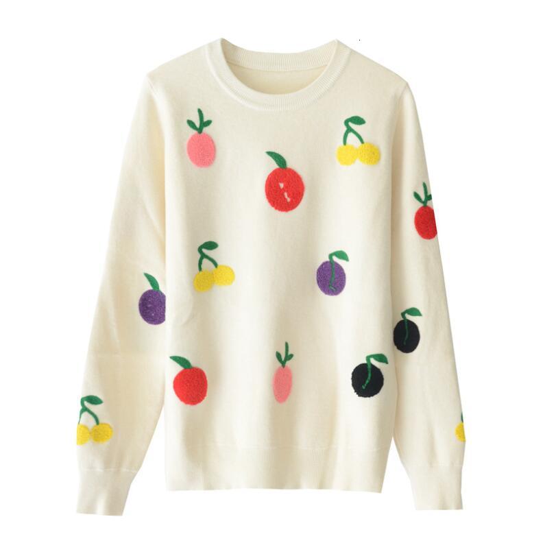 2021 Autumn Sweet Colored Fruit Embroidered the Sweater Necklace Fashon Long Sleeve Women's Blouses P1892 23p3, White
2021 Autumn Sweet Colored Fruit Embroidered the Sweater Necklace Fashon Long Sleeve Women's Blouses P1892 23p3, White