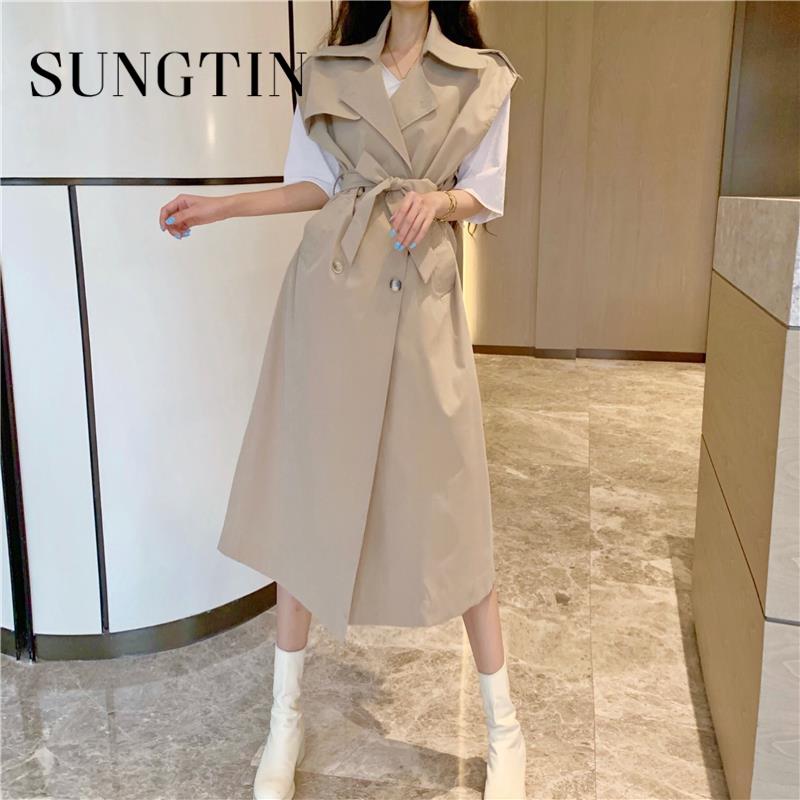 Sungtin Vintage Office Lady Long Trench Vest Women Belt Korean Casual Sleeveless Coat Loose Elegant Windbreaker Waistcoat Chic, Khaki
Sungtin Vintage Office Lady Long Trench Vest Women Belt Korean Casual Sleeveless Coat Loose Elegant Windbreaker Waistcoat Chic, Khaki