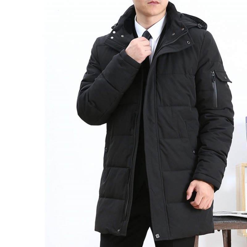 Business Casual Winter Men Long Down Jacket Large Size L-6XL Thicken Warm Parkas Coats Hooded Windbreaker Manteau Homme Hiver 201214
