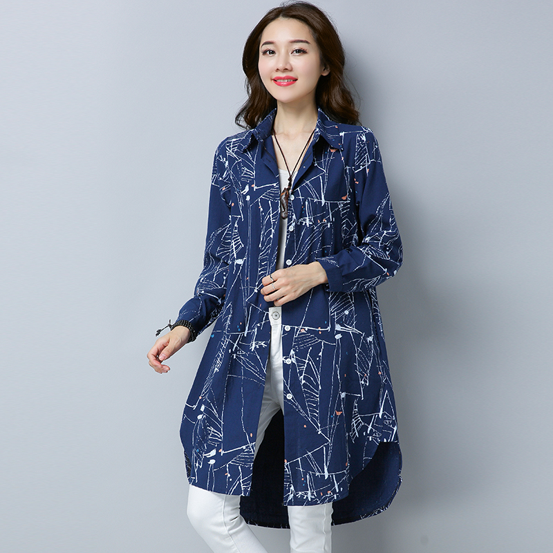 Plus Size Kimono Blouse Tunic 2019 New 3d Printed Long Blusas Femininas Spring Autumn Long Sleeve Cotton Linen Shirt Tops Mujer T200319