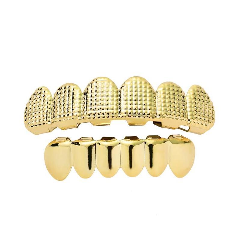 New Teeth Grillz Top Bottom 18K Gold Silvery Color Grills Dental Mouth Hip Hop Fashion Jewelry Rapper Jewelry 6 Styles Xcvcu5125987