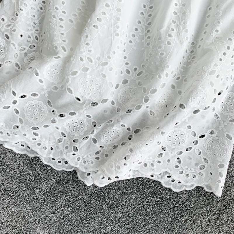 New Sexy Strapless White Dress Vneck Padded Stretchy Back Women Summer Offshoulder Fairy Mini Vestidos hollow lace Vneck back T200319