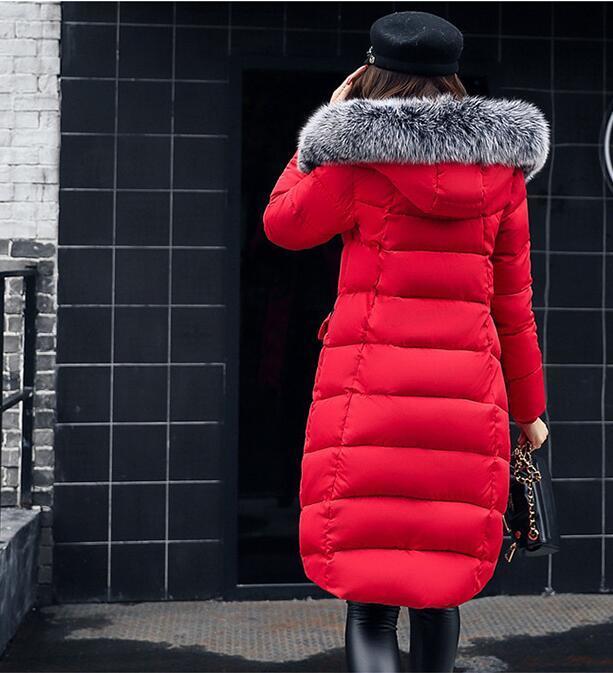 2019 nouvelle mode hiver vestes et manteau doudoune capuche coton fourrure col long manteau femmes vtements d'extrieur chaud LJ201127