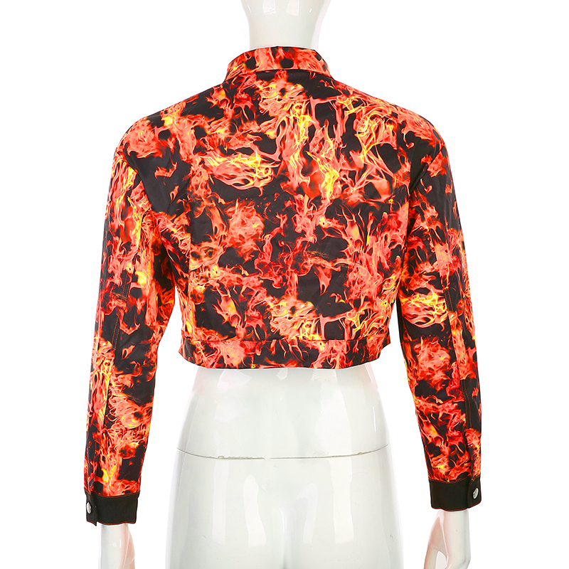 Darlingaga Streetwear Flame Printed Autumn Jacket Coat Women Festival Fire Fashion Bomber Jacket Winter Outwear Basic Jackes New T200111