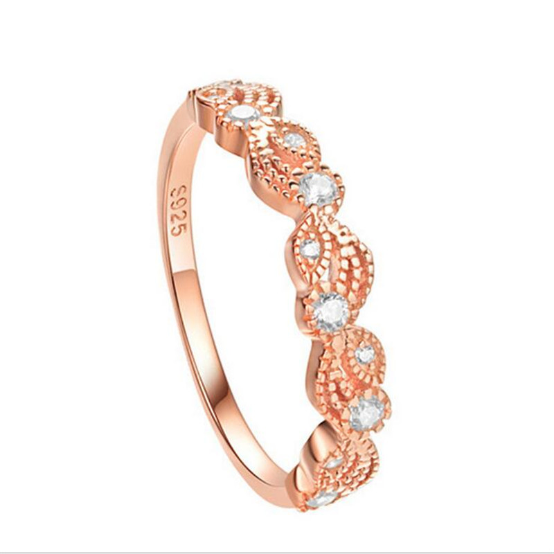 New Arrival Vintage Fashion Jewelry 925 Sterling Silver&Rose Gold Fill Oval Cut White Topaz CZ Diamond Women Wedding Bridal Ring Set Gift