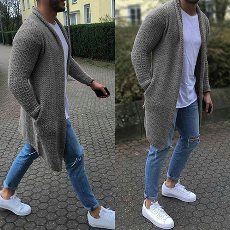 Cardigan Sweater Coat Men Casual Slim Solid Sweaters Warm Knitting Jumper Plus Size 3XL Long Sleeve V Neck Cardigan 201224