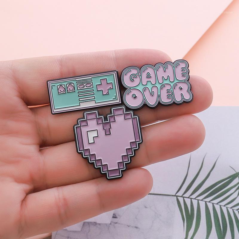 Pink Green Enamel Game machine Pixel Heart shaped Game Over Pins Cartoon Brooch Bag Shirt Lapel Pin Badge Gift for Female Male1
Pink Green Enamel Game machine Pixel Heart shaped Game Over Pins Cartoon Brooch Bag Shirt Lapel Pin Badge Gift for Female Male1