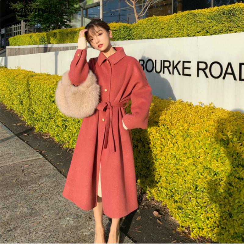 Winter Long Elegant Wool Blends Jackets of Women Turn-down Collars Sashes Slim Coat Fashion Solid Ulzzang Simple Streetwear Soft, Red
Winter Long Elegant Wool Blends Jackets of Women Turn-down Collars Sashes Slim Coat Fashion Solid Ulzzang Simple Streetwear Soft, Red