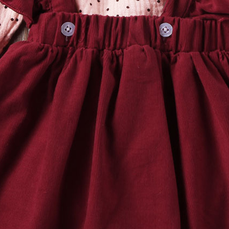 Humor Bear Girls Sets Spring and Autumn New European and American Doll Collar Polka Dot Romper Strap Skirt 2pcs Clohing SuitX1019