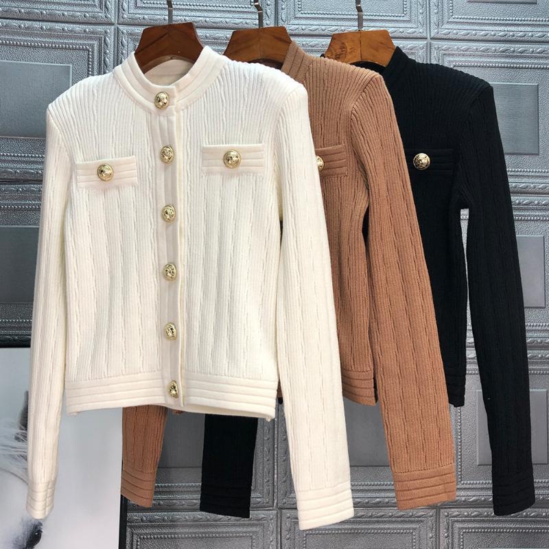 2020 autumn winter women top quality knitted sweater cardigans single breasted gold color buttons elegant black cardigan1
2020 autumn winter women top quality knitted sweater cardigans single breasted gold color buttons elegant black cardigan1