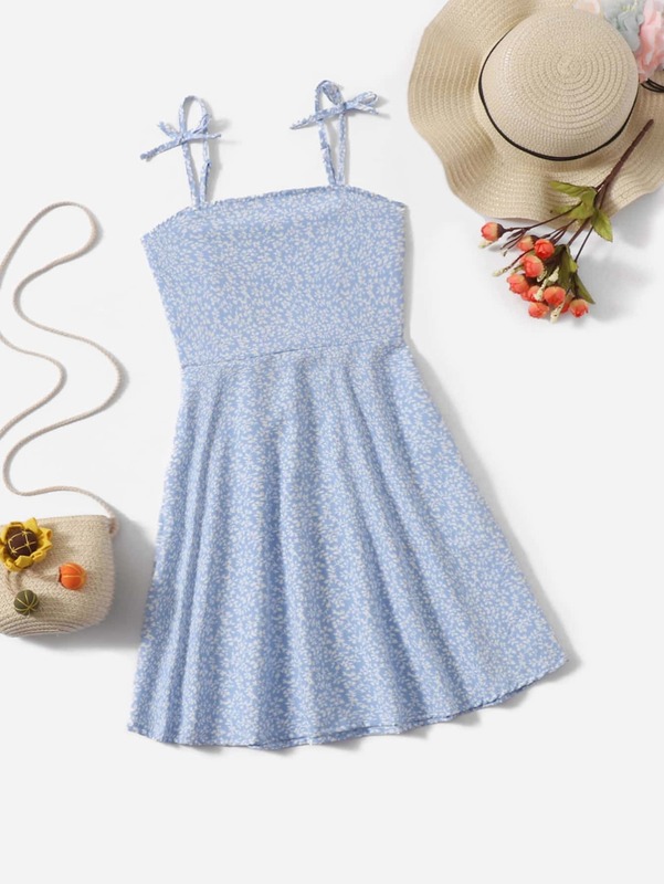 Girls Plants Print Cami Dress SHE