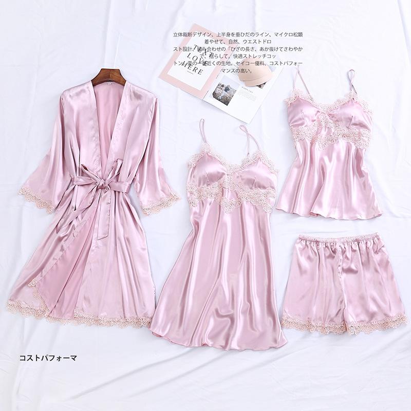 Sleep Set Bride Bridesmaid Wedding Robe Casual Satin Nightwear Pajamas Women Silky Intimate Lingerie Pyjamas Suit Sexy 4PCS, Nighty pink
Sleep Set Bride Bridesmaid Wedding Robe Casual Satin Nightwear Pajamas Women Silky Intimate Lingerie Pyjamas Suit Sexy 4PCS, Nighty pink