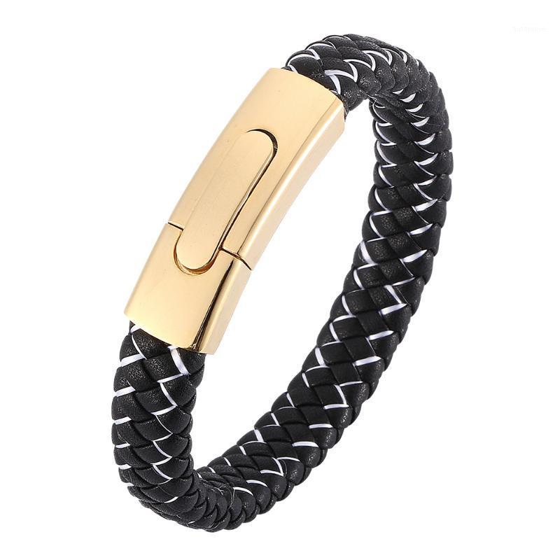 Retro Business Men's Black and White Woven Leather Cord Bracelet Stainless Steel Buttoned Fashion Simple Charm Bracelet 7-SP00461
Retro Business Men's Black and White Woven Leather Cord Bracelet Stainless Steel Buttoned Fashion Simple Charm Bracelet 7-SP00461