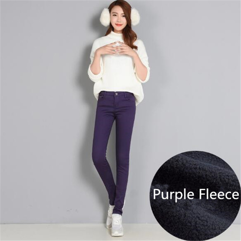 WKOUD Women Winter Warm Pants Thickening Fleece Skinny Pencil Pants Female Stretch Leggings Solid Plus Size Streetpants P8572 T200104