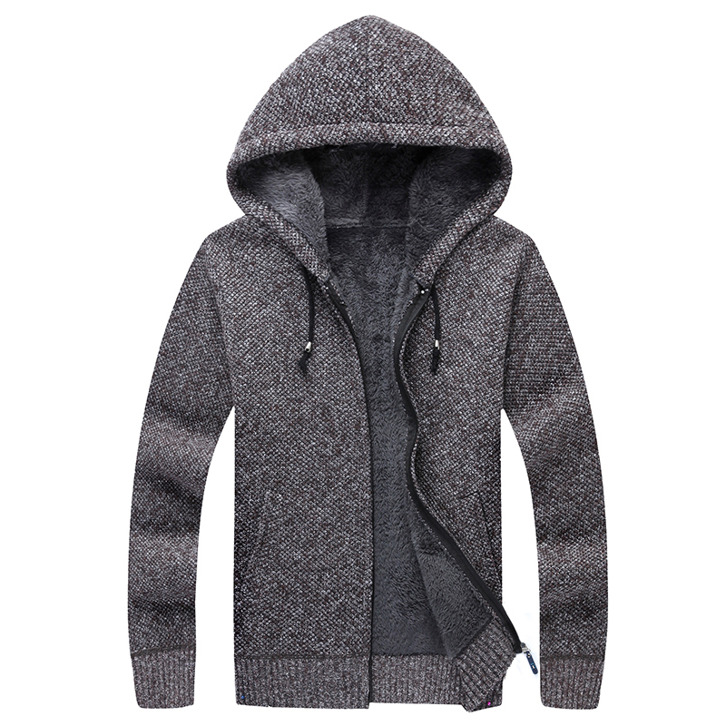 Winter Men Jacket thick velvet hooded fur jacket mens winter padded knitted sweater Cardigan Spring Outdoors 201221