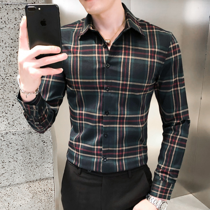 2020 Autumn Printed Casual Man's Long-sleeve Korean Fashion Plaid Thin Shirt Fit Male Social Clothes 4irs, Green.
2020 Autumn Printed Casual Man's Long-sleeve Korean Fashion Plaid Thin Shirt Fit Male Social Clothes 4irs, Green.
