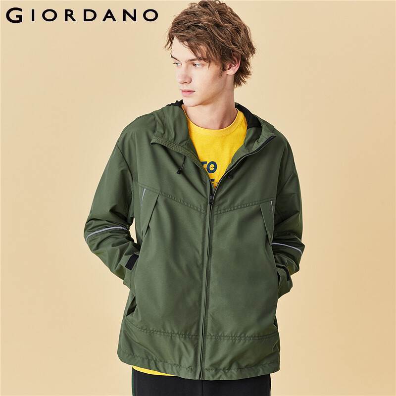 Giordano Men Jackets Lightweight Cargo Hooded Jackets Mesh Lining Zip Front Big Slant Pockets Jaqueta Masculino 01070720 201106
