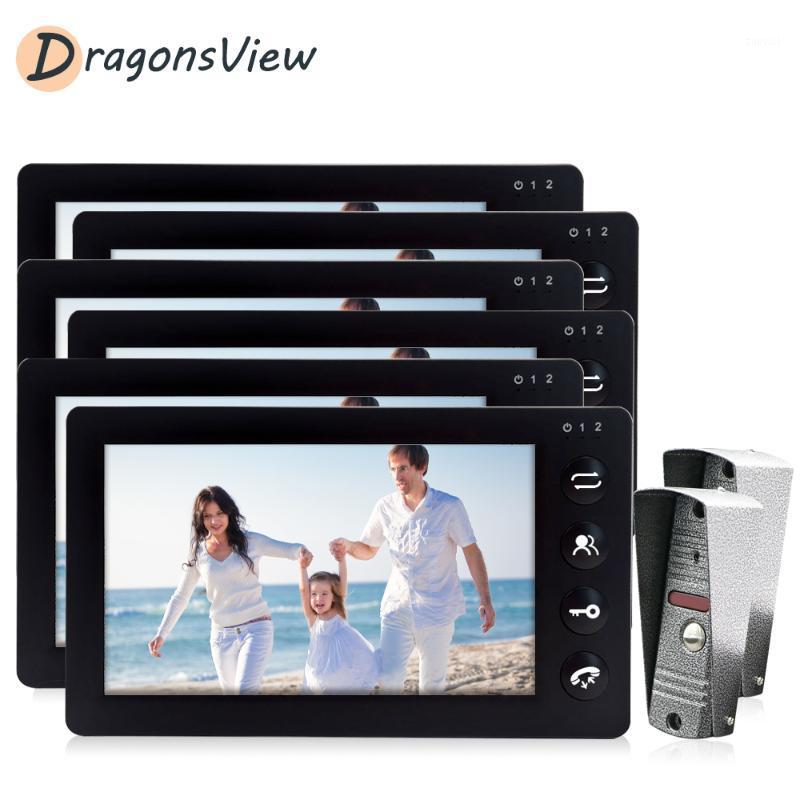 

DragonsView 1200TVL Door Intercom 7 inch Video Door Phone 2 Doorbell Cameras with 6 Intercom Monitors Support Motion Detection1