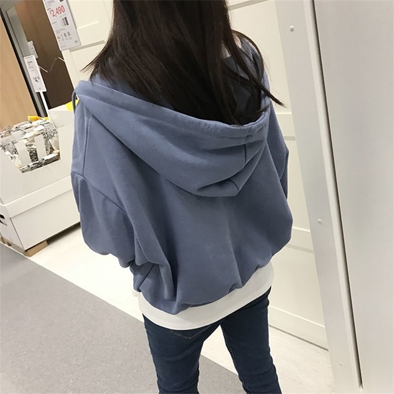 autumn winter velvet oversize hoodies women zip-up sweatshirt harajuku streetwear loose Cotton clothes korean style tops 201204