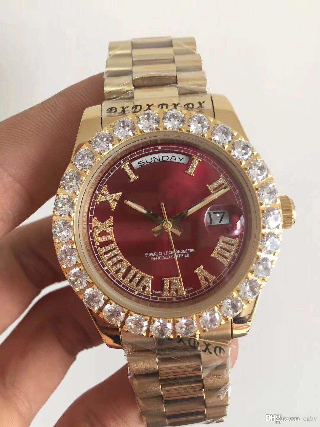 Wholesale free delivery watches, men's top brand date red face diamond watch men automatic 3A sapphire 18k gold mechanical watches
Wholesale free delivery watches, men's top brand date red face diamond watch men automatic 3A sapphire 18k gold mechanical watches