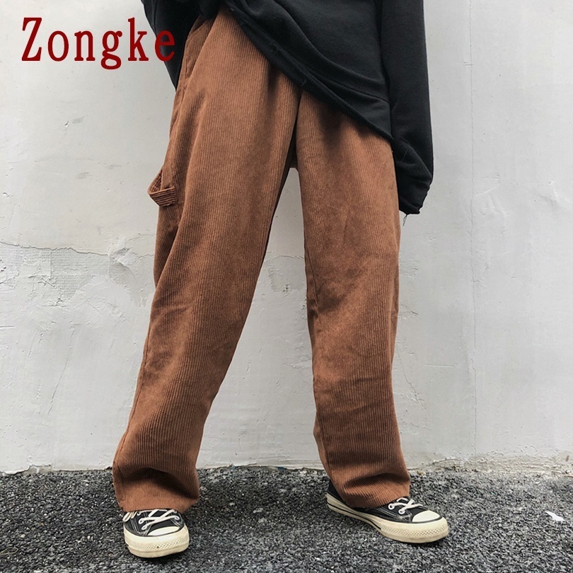 Zongke Autumn Corduroy Casual Baggy Pants Men Clothing Joggers Korean Streetwear Work Trousers Hip Hop Tracksuit M-2XL 201027