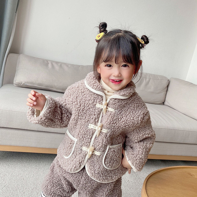 MILANCEl Winter Girls Coat Lamb Wool Kids Outwear Claw Botton Jacket for Girl Sweet ColorBaby Cardigan LJ201125