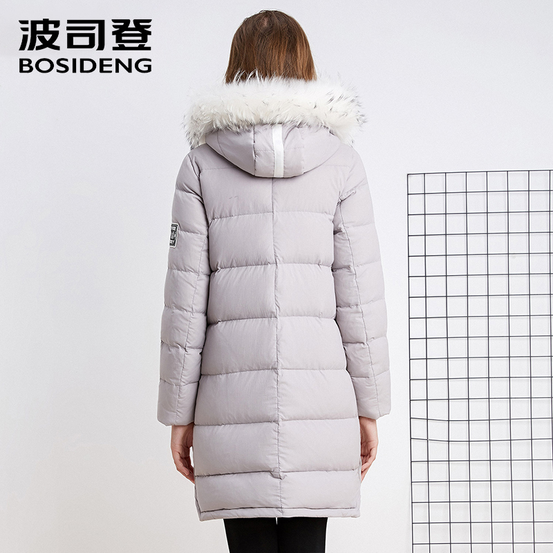 BOSIDENG New Winter Collection Women's midLength down Jacket Warm Jacket Coat for Women real fur High Quality B1601134 201019