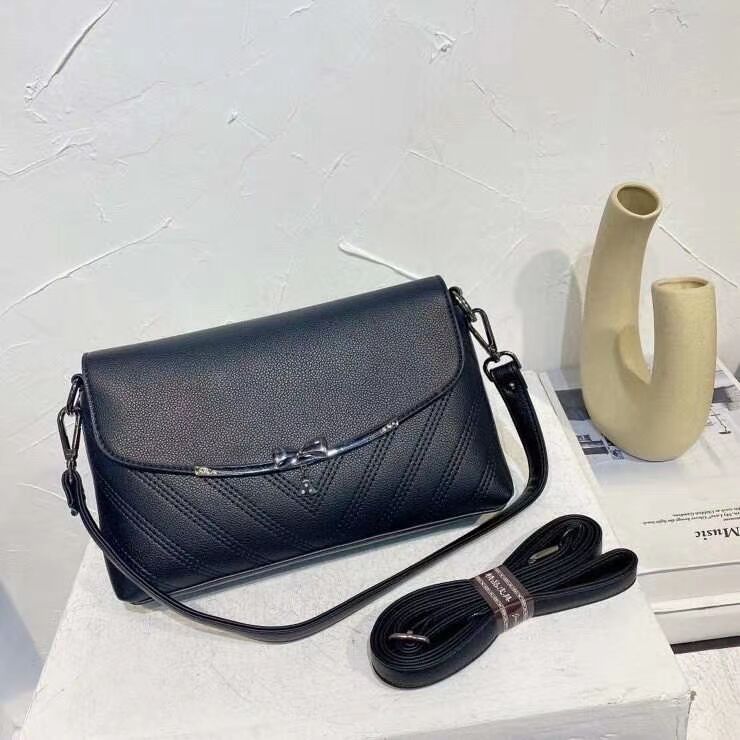 High quality handbag fashion black pu ladies shoulder bag crossbody bag