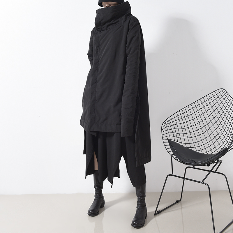[EAM] Irregular Big Size Cotton-padded Coat Long Sleeve Loose Fit Women Parkas Fashion Tide New Autumn Winter YA77101 201019