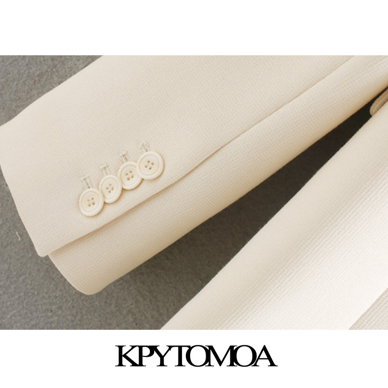 KPYTOMOA Women Fashion Office Wear Double Breasted Blazer Coat Vintage Long Sleeve Pockets Female Outerwear Chic Tops 201106