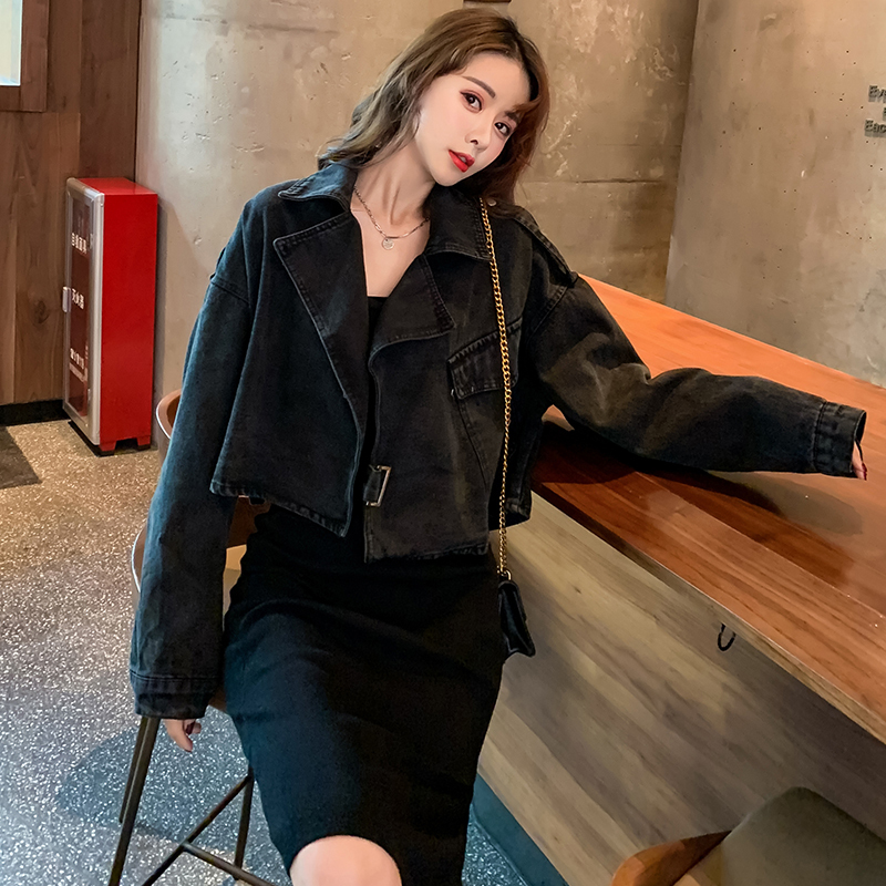 Ly Varey Lin Vintage Denim Jacket Loose Coat Women Spring Turndown Collar Retro Short Jean Jacket Big Pocket Female Overcoat 201112