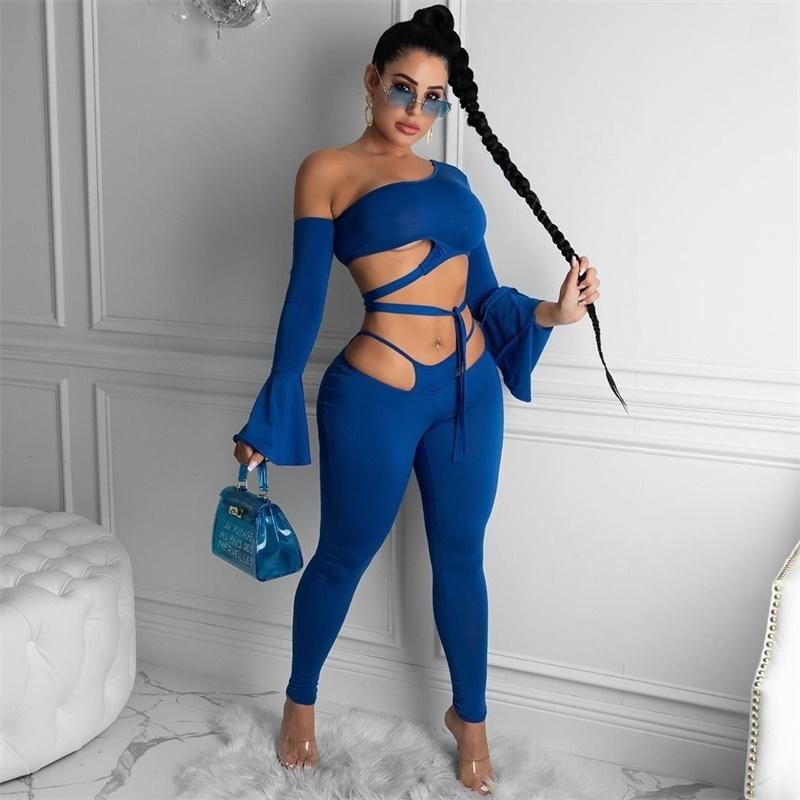 Women' Tracksuits Hollow Out Waist Two Piece Set Women Outfits Horn Sleeve Lace Up Crop Top Pants Matching Lash Neck 2 Pieces, Blue
Women' Tracksuits Hollow Out Waist Two Piece Set Women Outfits Horn Sleeve Lace Up Crop Top Pants Matching Lash Neck 2 Pieces, Blue