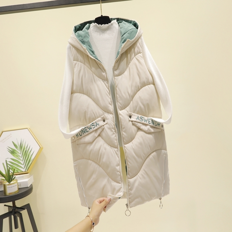 Thick Warm Women's Winter Vest 2020 New Hooded Casual Long Coat Female Fashion Slim Sleeveless Jacket Plus Size Waistcoat Women LJ201203