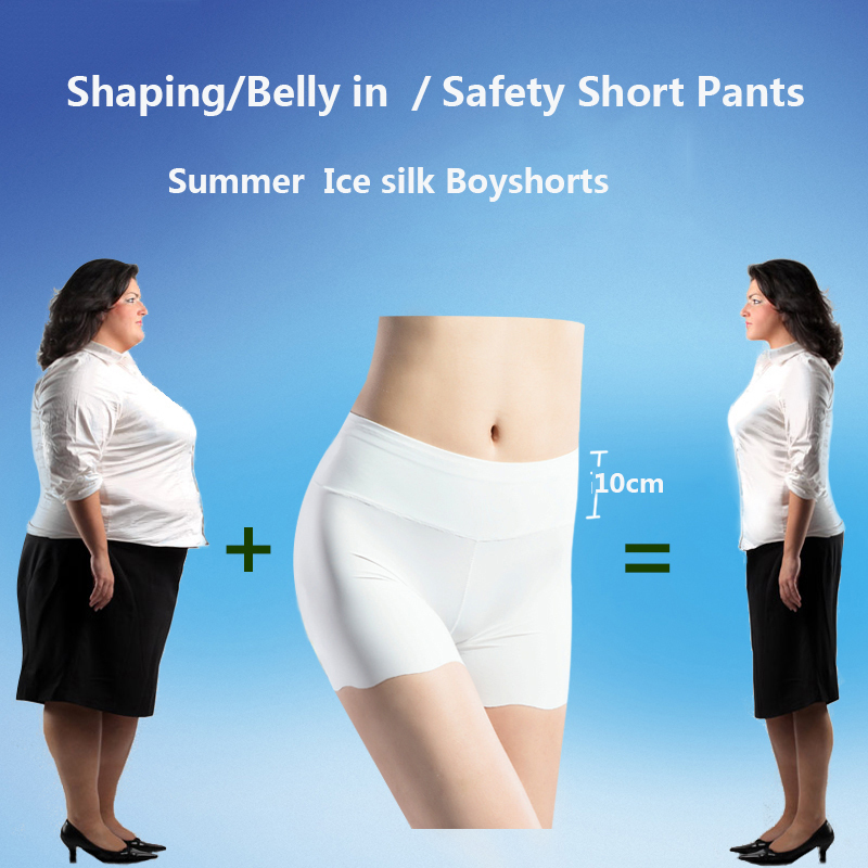 3PCS/lot Women High Waist Safety Short Pants Slimming Panties Seamless Boyshorts Silk Lady Boyshort Nylon Women Boxer 201112