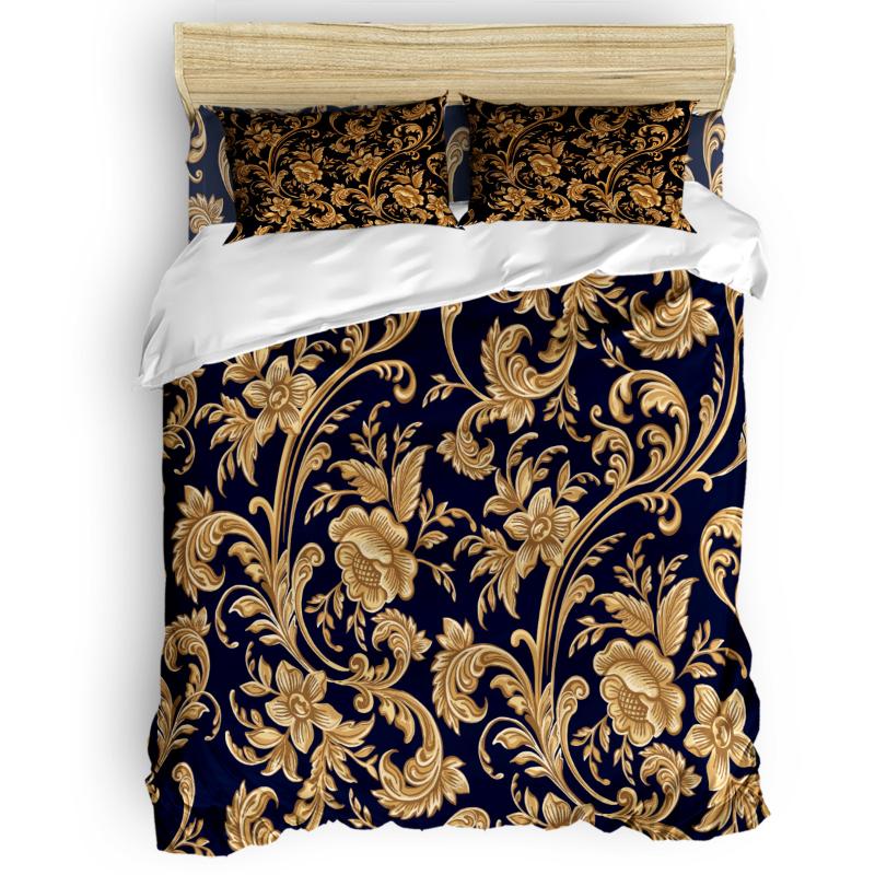 Baroque Golden Flower Leaves Duvet Cover Set With Pillowcase Comfortable Bedroom Supplies King Size Bedding Set, As pic
Baroque Golden Flower Leaves Duvet Cover Set With Pillowcase Comfortable Bedroom Supplies King Size Bedding Set, As pic