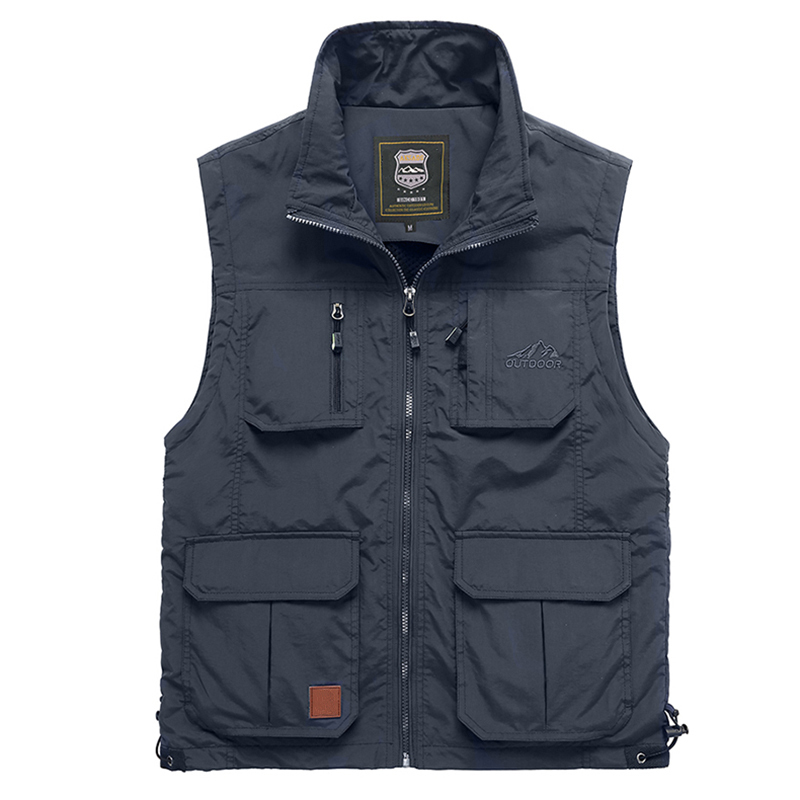 Summer Mesh Thin Multi Pocket Vest For Male Big Size Male Casual 4 Colors Sleeveless Jacket With Many Pockets Reporter Waistcoat 201120
