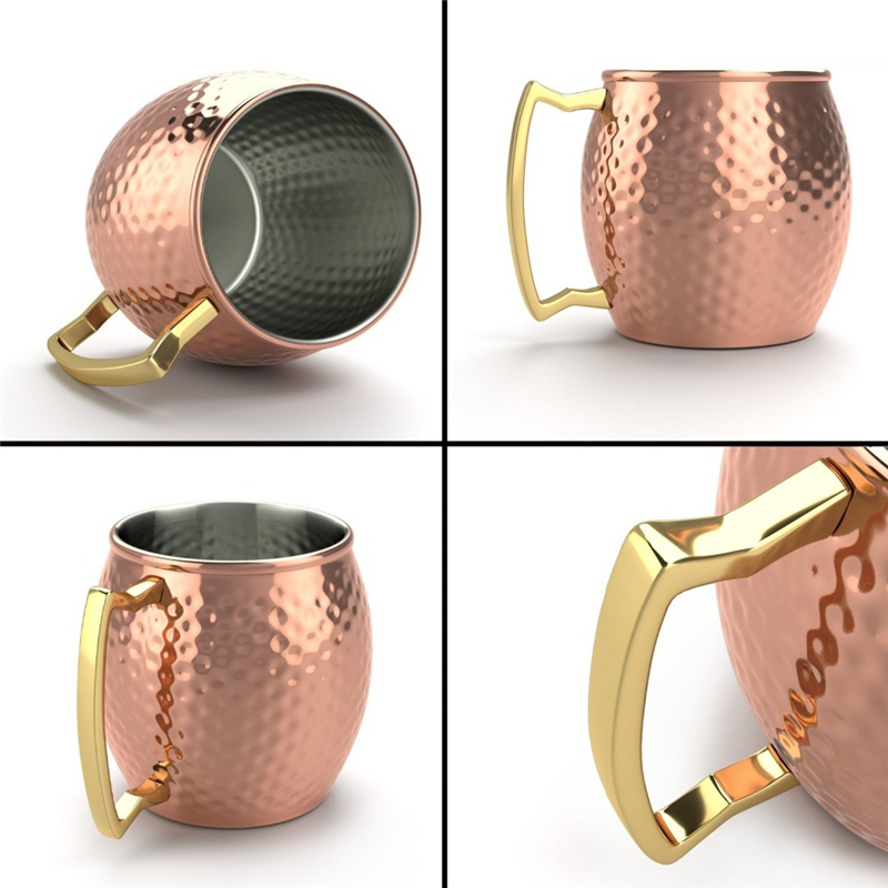 4 Pieces 550ml 18 Ounces Hammered Copper Plated Moscow Mule Mug Beer Cup Coffee Cup Mug Copper Plated T200525